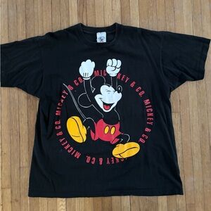 🔥 Vintage 80’s Mickey Mouse T-Shirt Black XL Rare Single Stitch  DISNEY 🔥